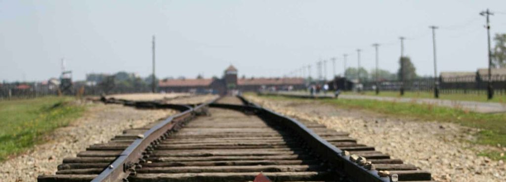 Tracks and entrance gate to Birkenau