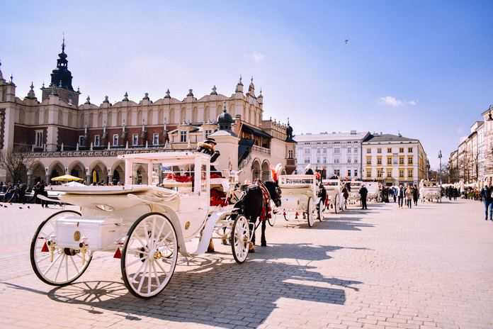 Krakow Old Town with droshky